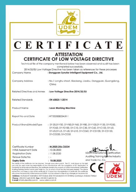 الصين Dongguan Synutar Intelligent Equipment Co., Ltd. الشهادات