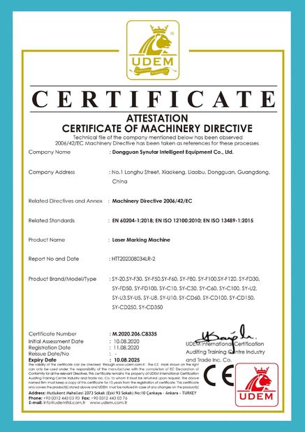 الصين Dongguan Synutar Intelligent Equipment Co., Ltd. الشهادات